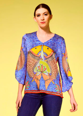 Bhramati : The Flutter Sleeve Tunic, Definition : Flutter - Karma Print